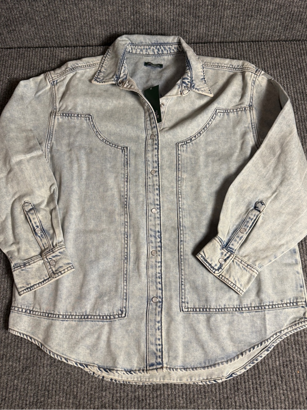 Wild Fable Acid Wash Western Style Denim Shirt Jacket - Women's Light Blue Denim